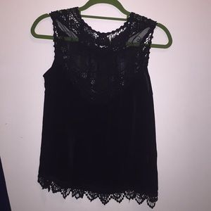 Papermoon Lawton Black Crochet Lace Detail Top